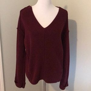 Burgundy V Neck Sweater